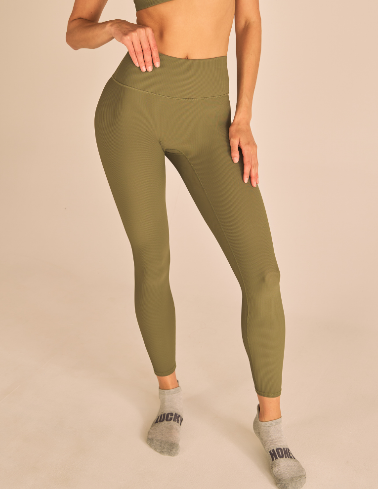 Ribbed Sculpt Leggings - Olive