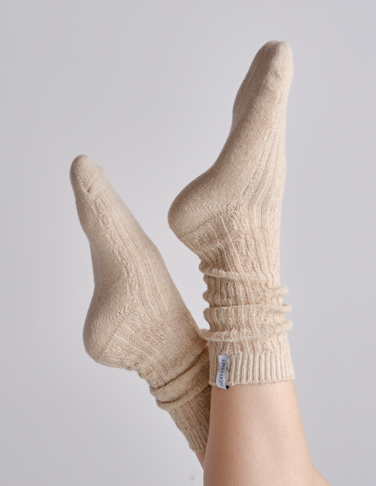 Everyday Cable Knit Scrunchie Sock, Everyday Socks Lucky Honey Grip Socks