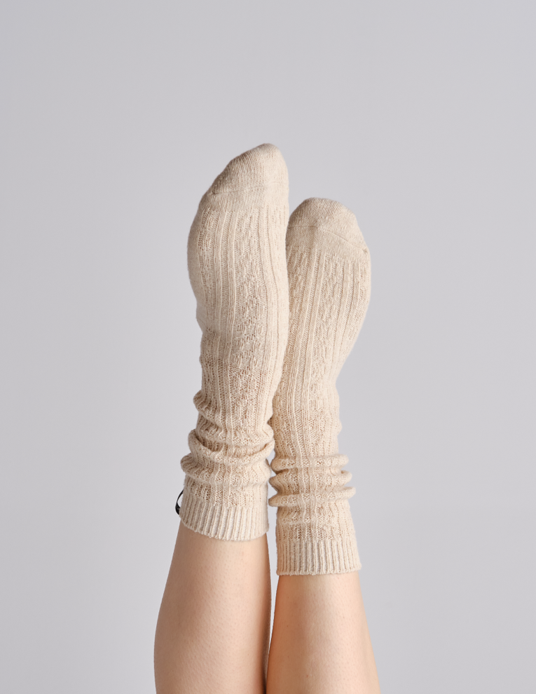 Everyday Cable Knit Scrunchie Sock, Everyday Socks Lucky Honey Grip Socks