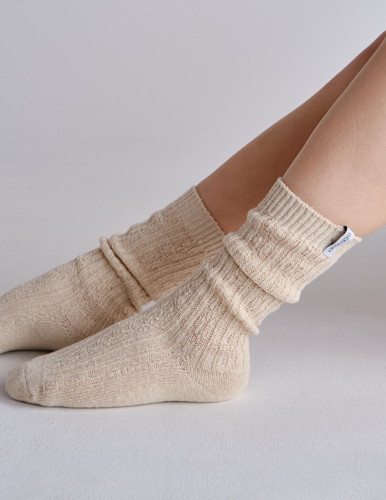 Everyday Cable Knit Scrunchie Sock, Everyday Socks Lucky Honey Grip Socks
