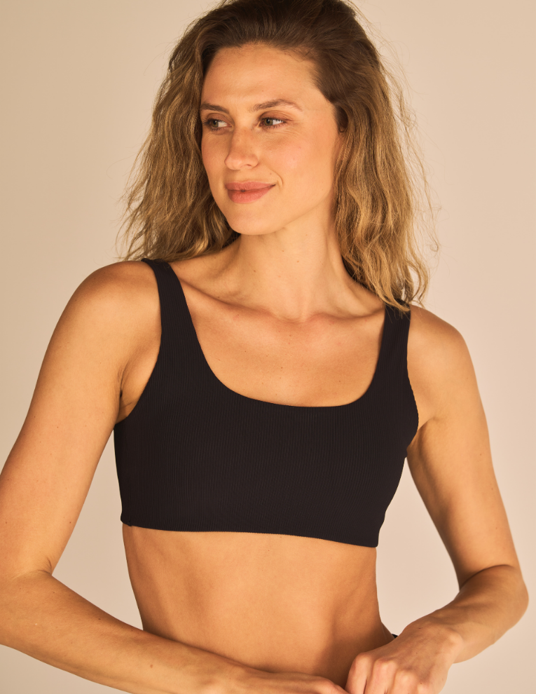 Ribbed Sculpt Sports Bra - Black