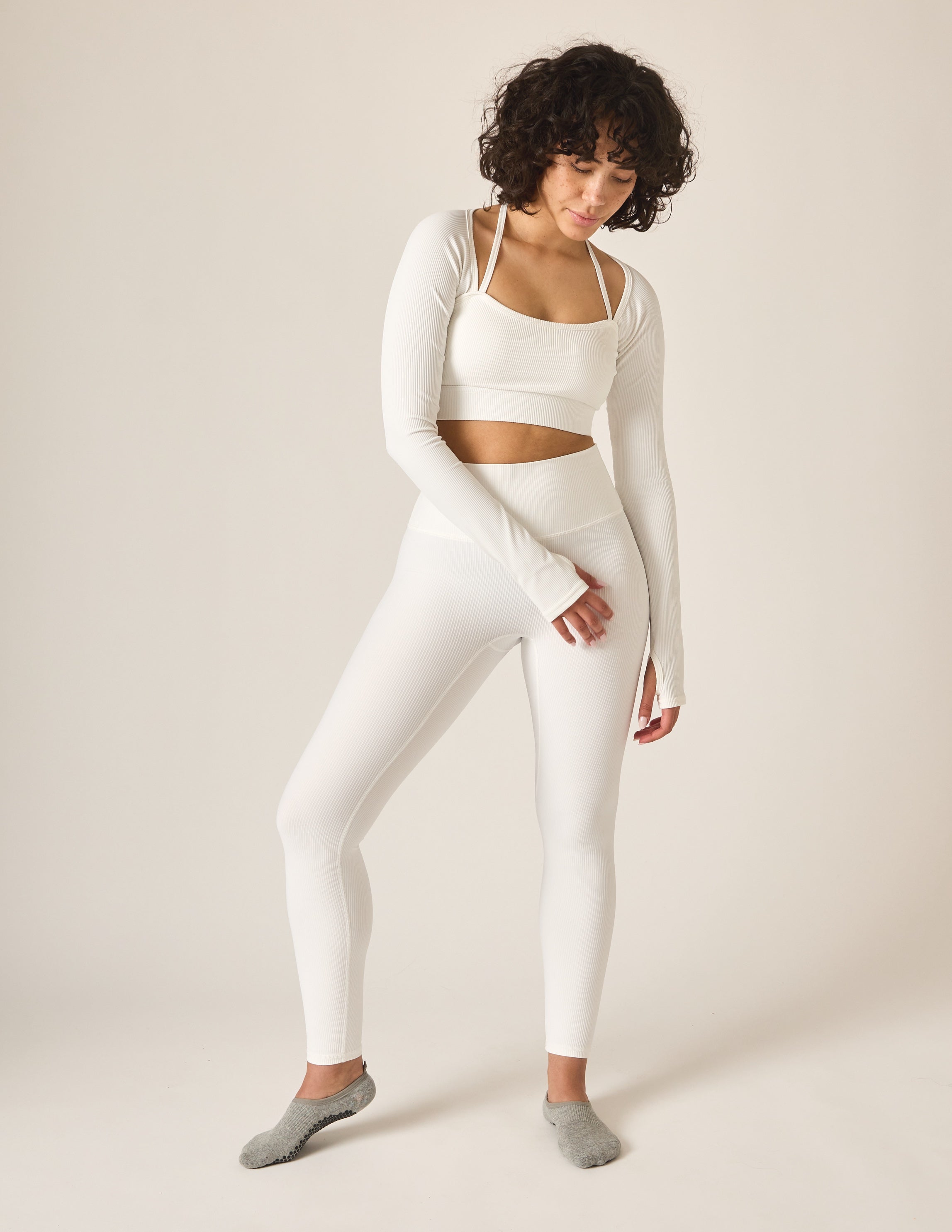 Ribbed Halter Longsleeve Crop, Apparel Lucky Honey Grip Socks
