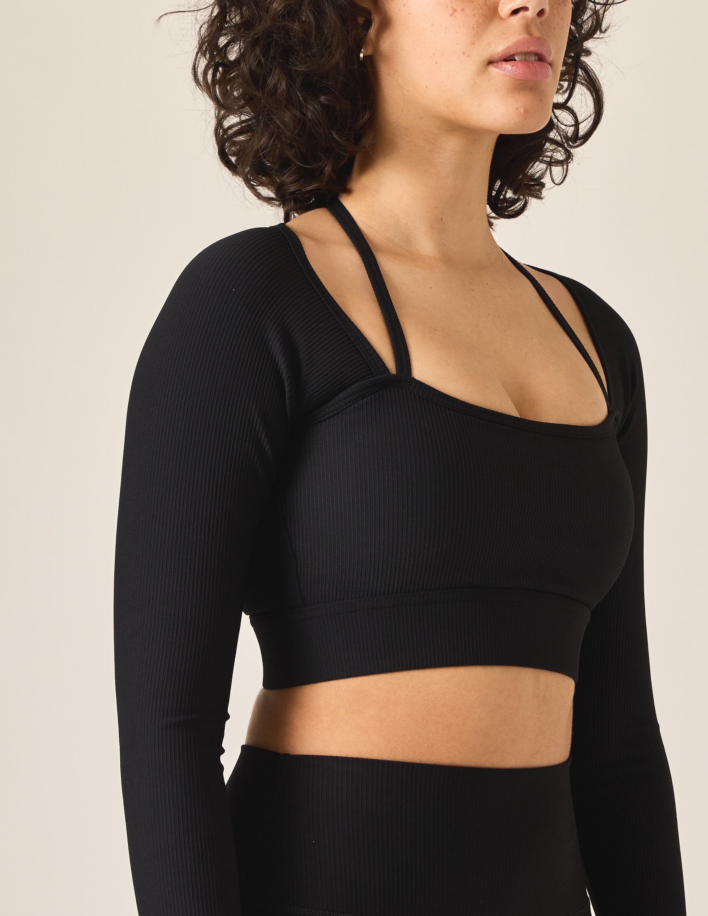 Ribbed Halter Longsleeve Crop, Apparel Lucky Honey Grip Socks
