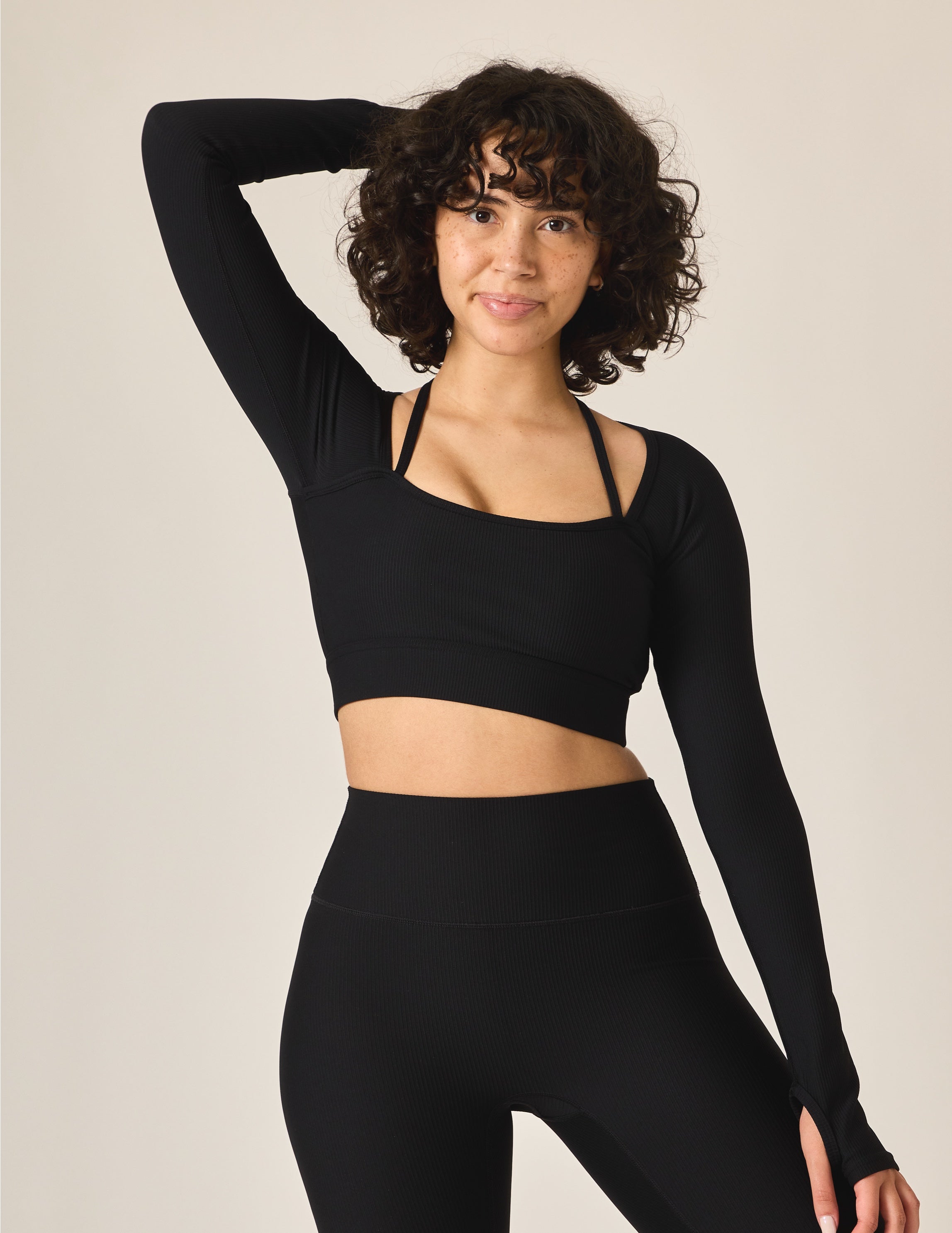 Ribbed Halter Longsleeve Crop, Apparel Lucky Honey Grip Socks