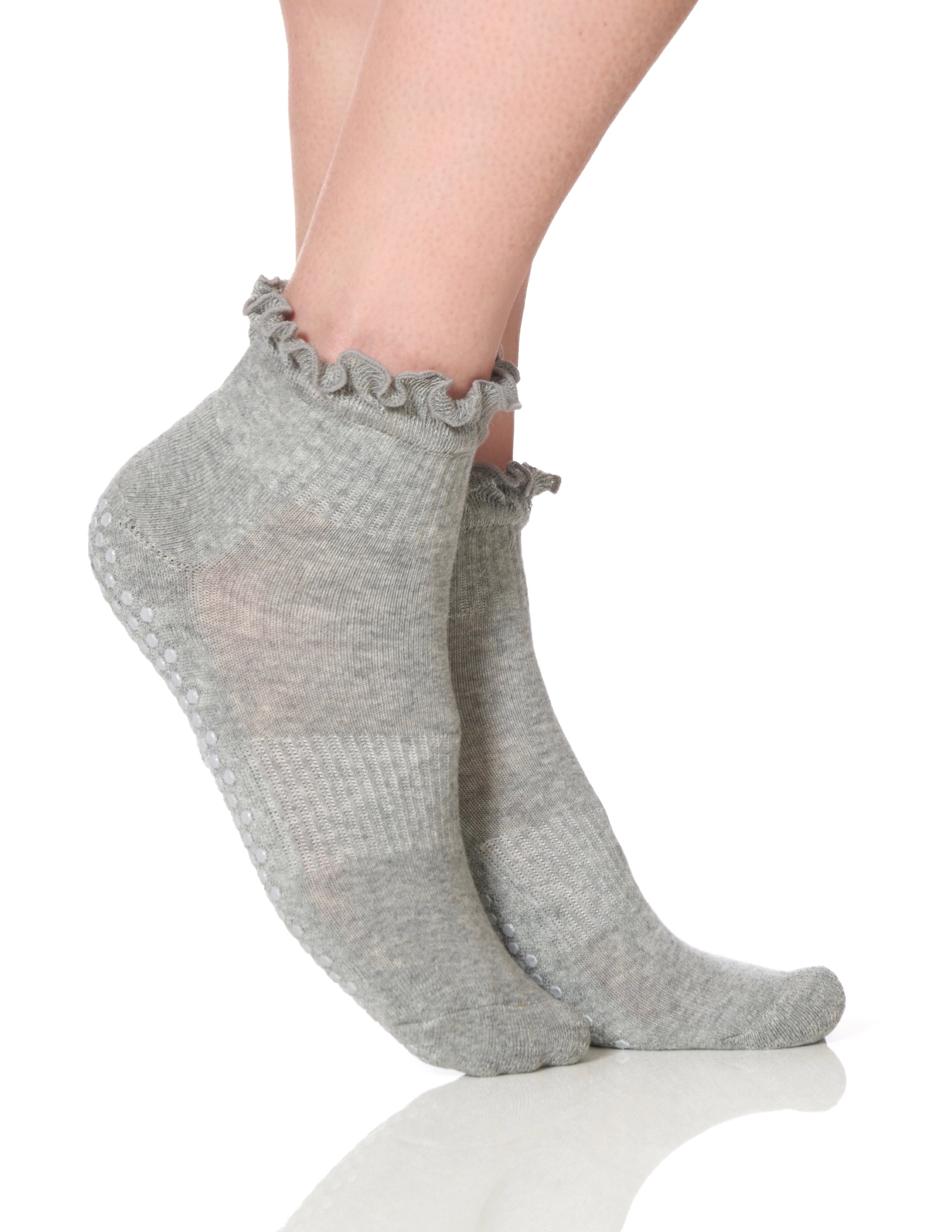 The Ruffle Grip Sock Grey - Lucky Honey