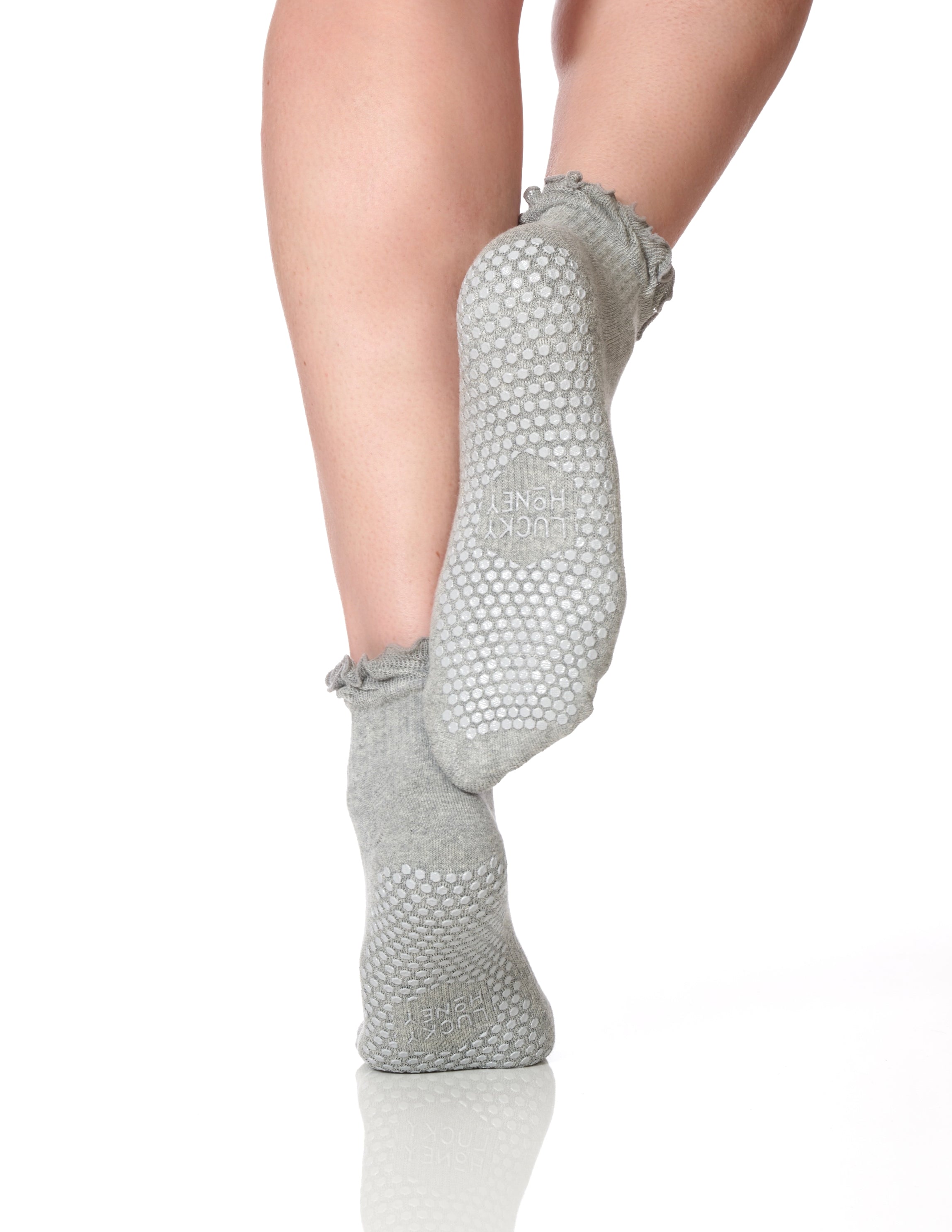 The Ruffle Grip Sock Grey - Lucky Honey