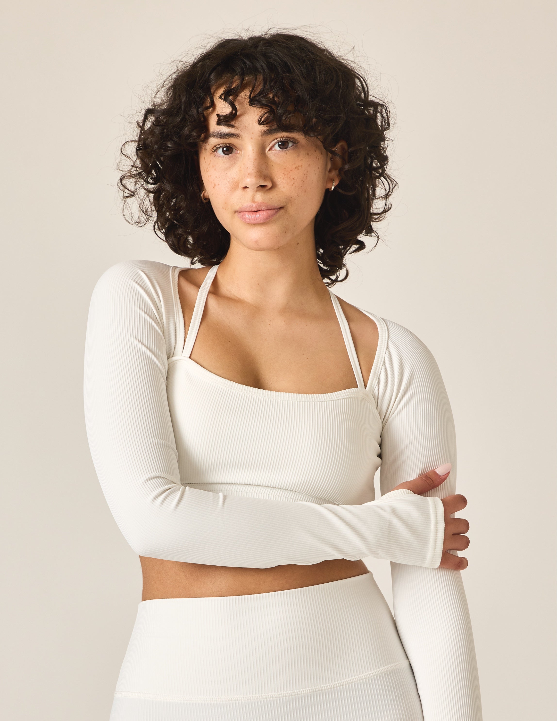 Ribbed Halter Longsleeve Crop