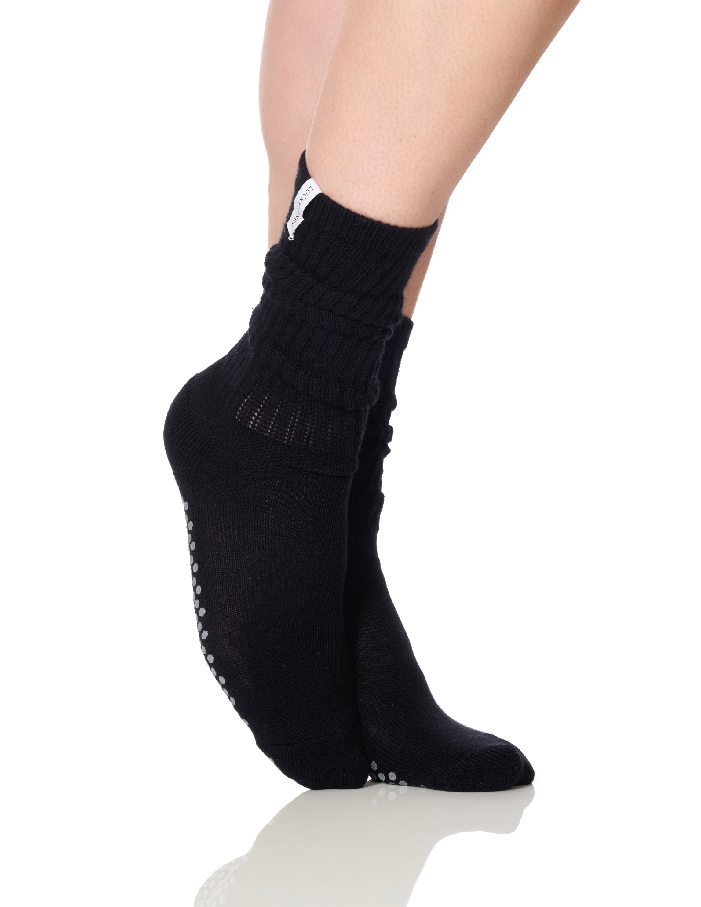 The Scrunchie Grip Sock Black - Lucky Honey