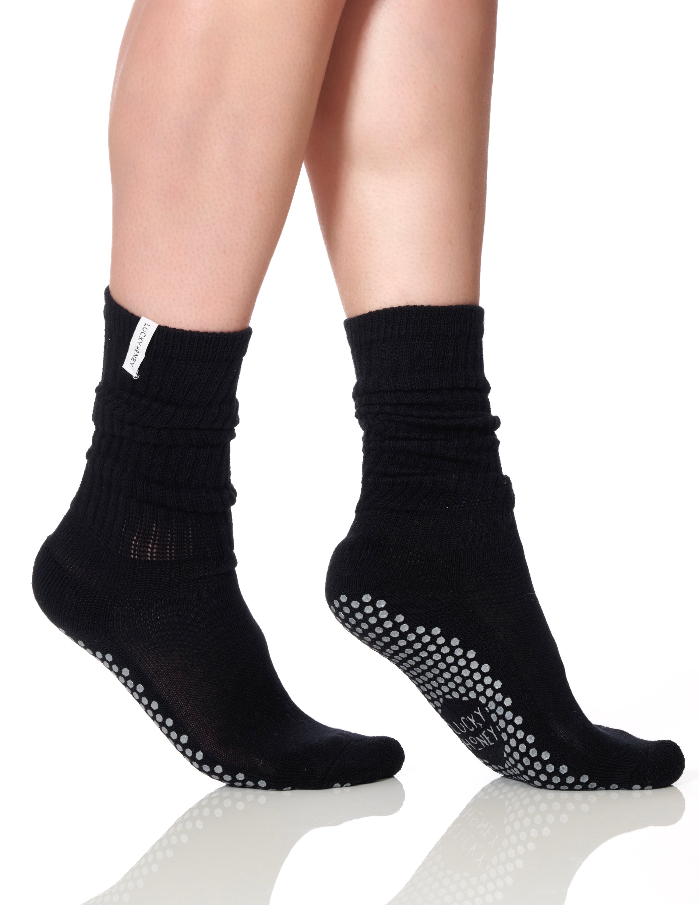 The Scrunchie Grip Sock Black - Lucky Honey